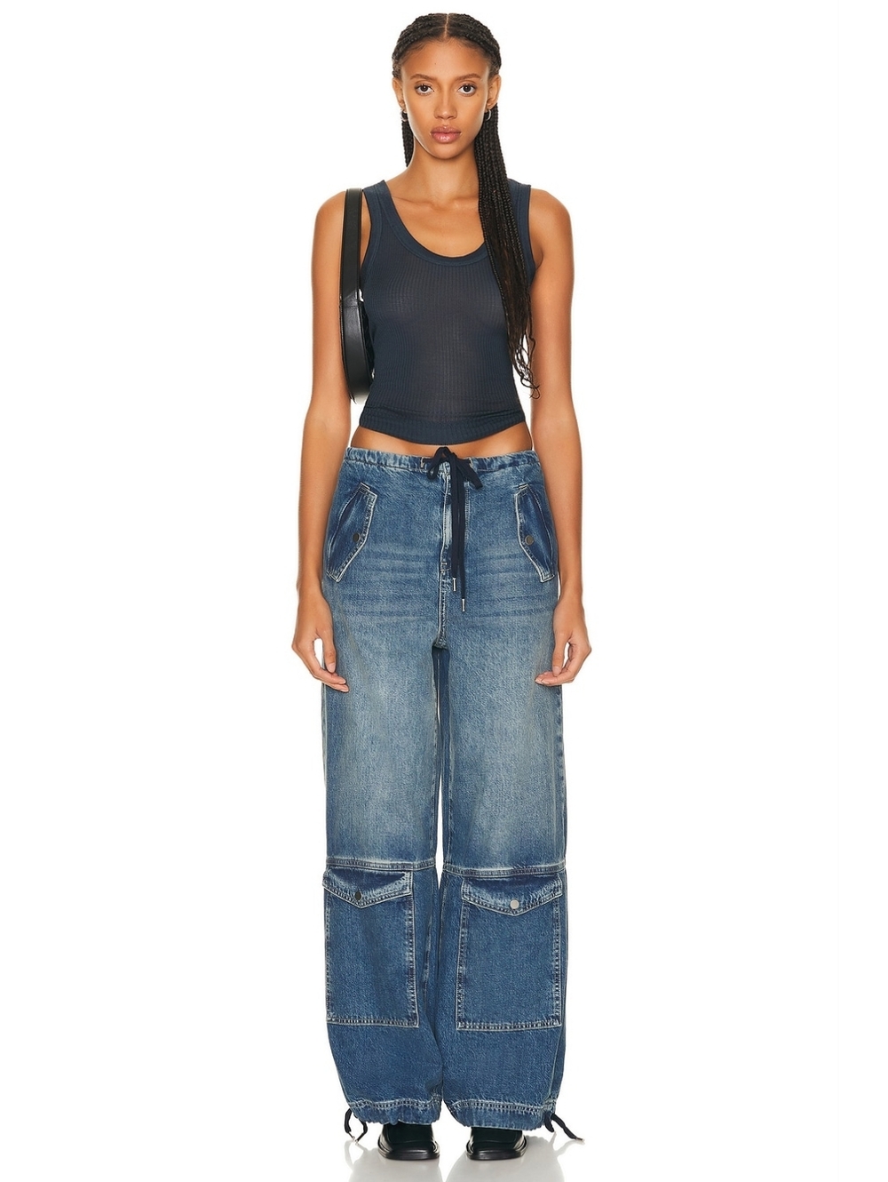 GRLFRND Alix Wide Leg Drawstring Cargo Jeans Sz M